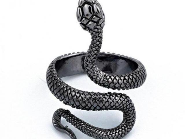 Anillo de serpiente mujer, anillo de serpiente negro para hombre.